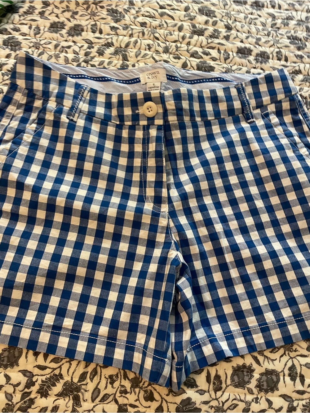 crown & ivy Blue and White Gingham Bermuda Shorts